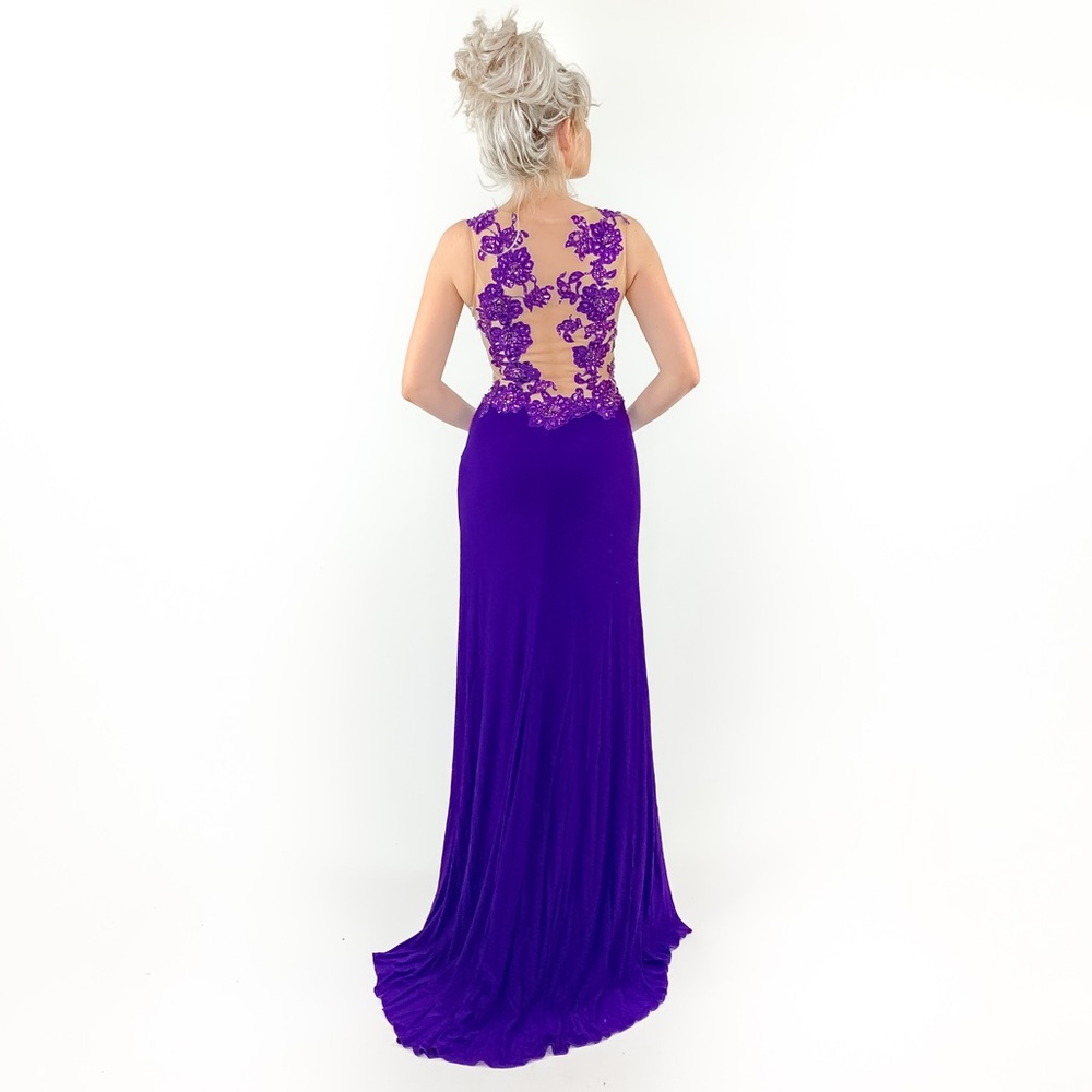 Purple Illusion Pageant Evening Gown Prom Dress - Picture 5 of 8